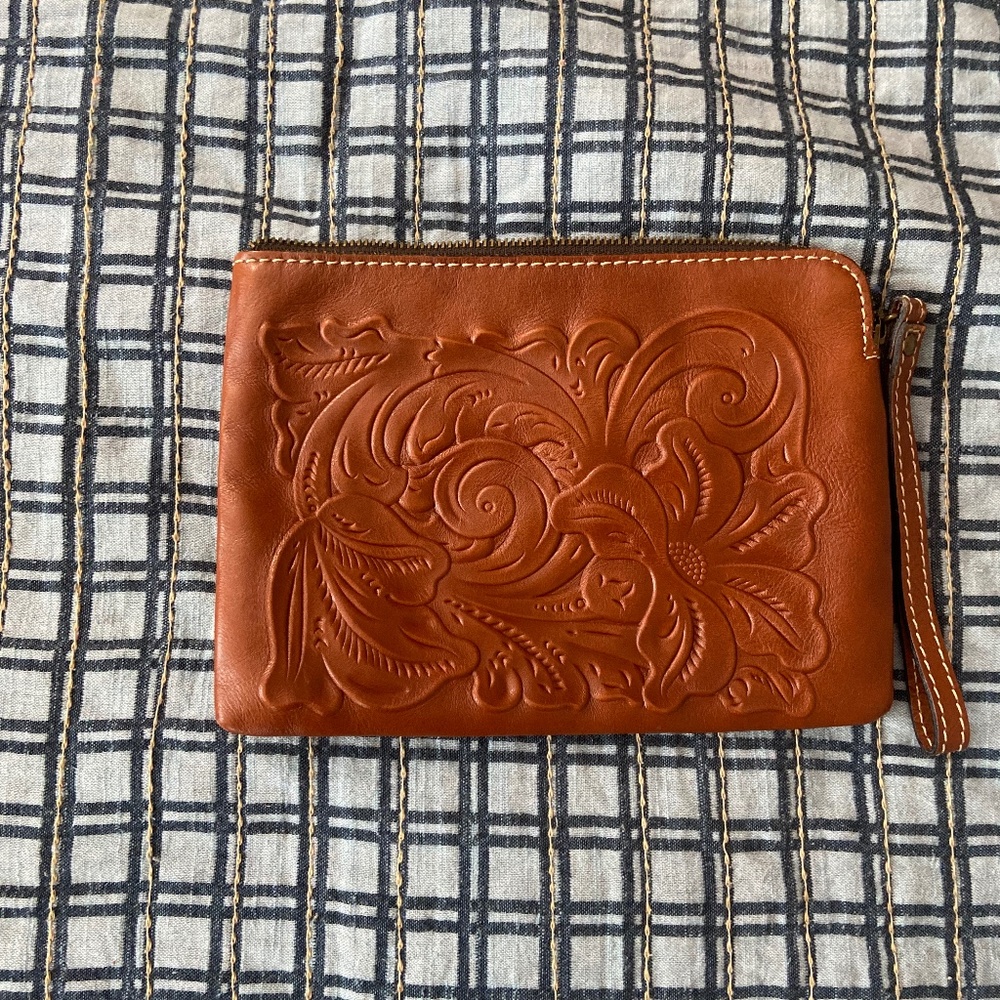 Embossed Leather Clutch